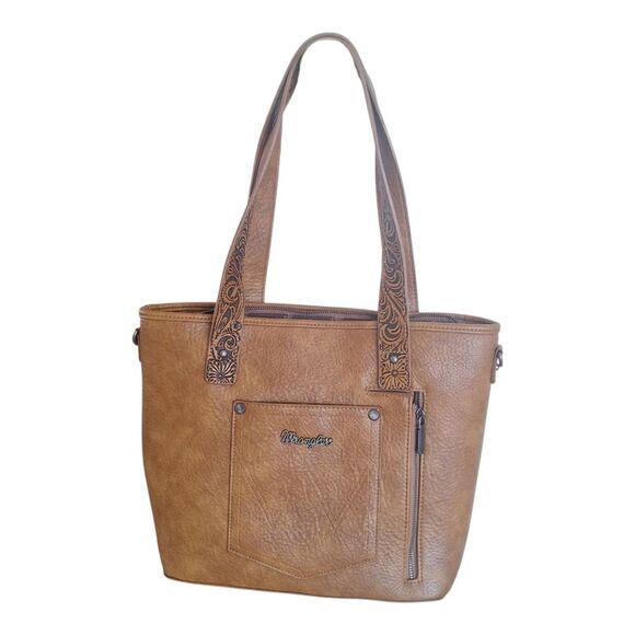 Wrangler Concealed Carry Tote Hair-on Cowhide Fringe Tooled Crossbody Bag Purse - Picture 3 of 16